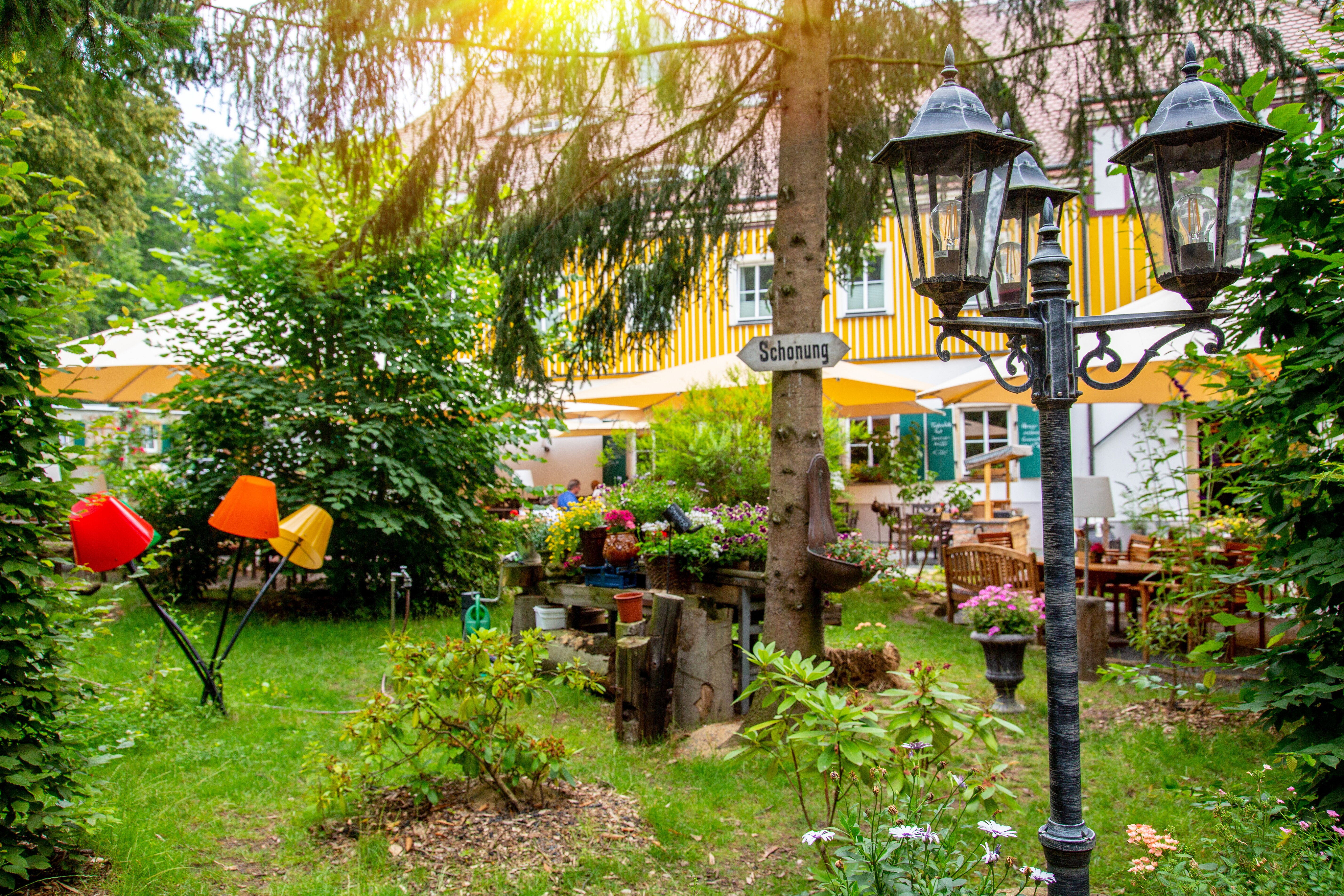 Fischhaus Garten im Sommer